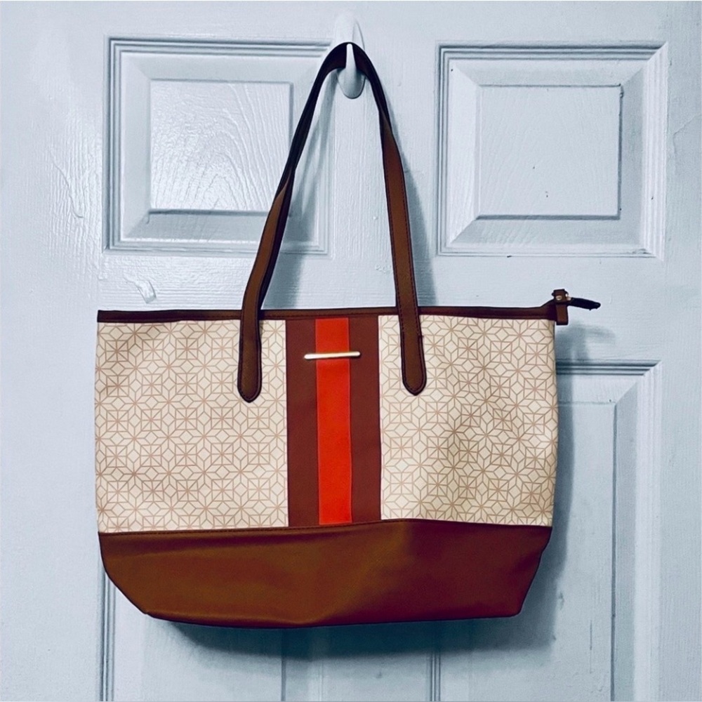Stylish Brown and Cream Tote Bag